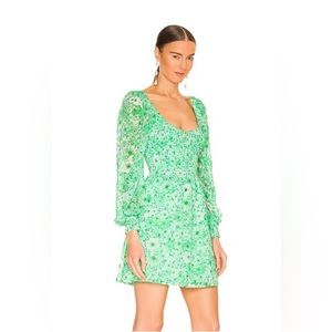BB Dakota by Steve Madden Green Floral Smocked Dress.